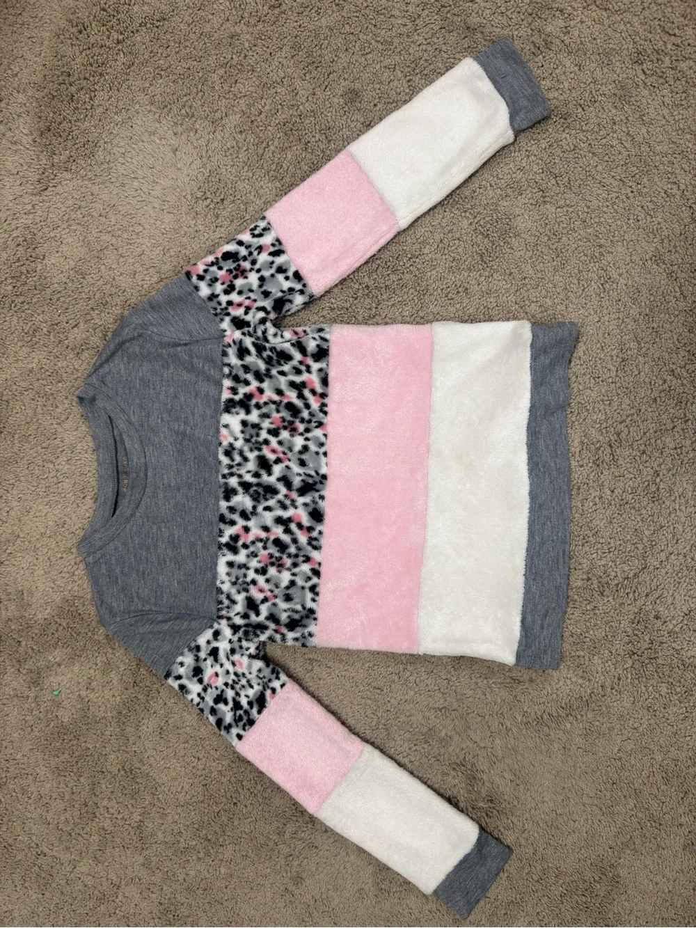 bebe Pink, Gray & White Leopard-Print 3-Piece Pajama Set